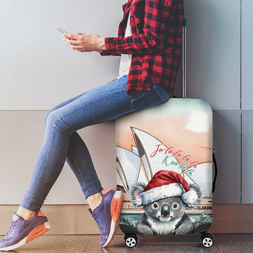 Australia Christmas Luggage Cover Koala Santa Sydney Opera House Watercolor - Aussie Hoodie
