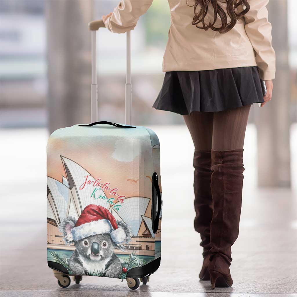 Australia Christmas Luggage Cover Koala Santa Sydney Opera House Watercolor - Aussie Hoodie