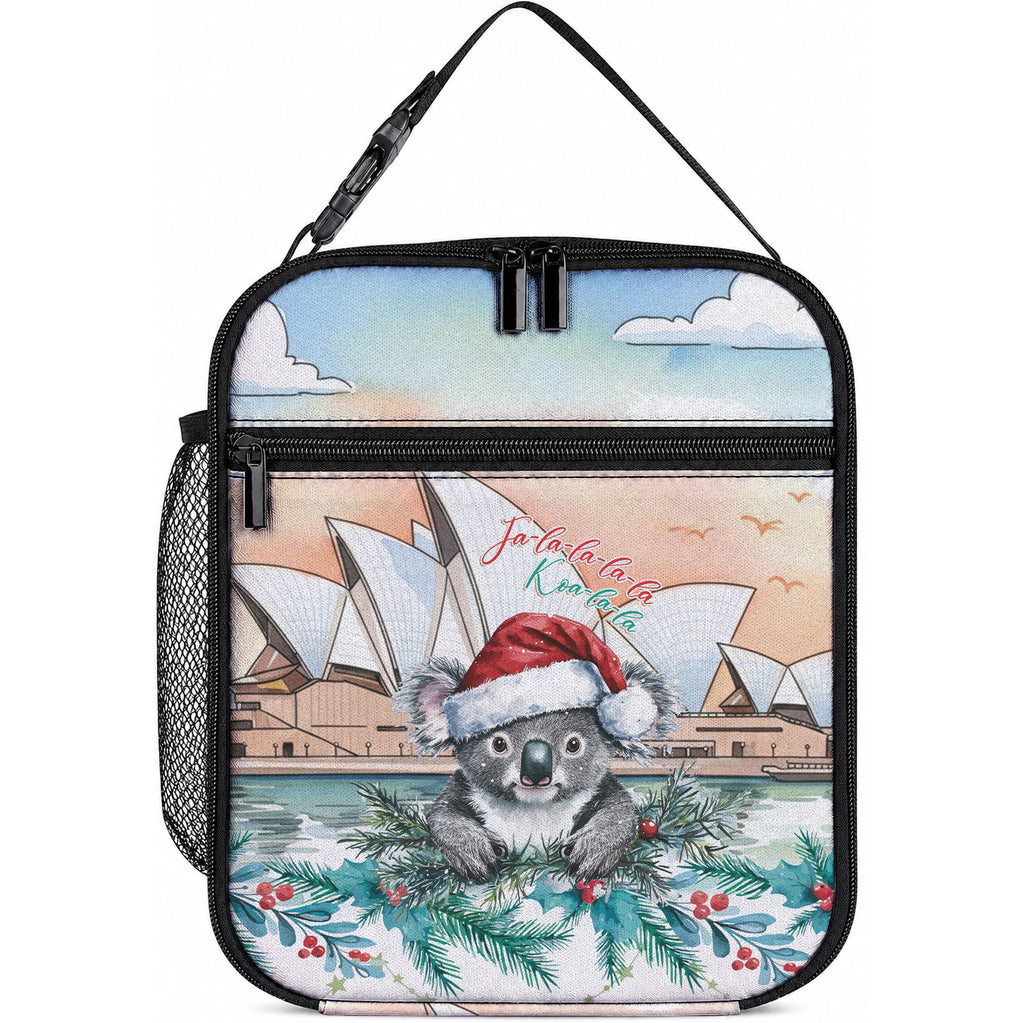 Australia Christmas Lunch Bag Koala Santa Sydney Opera House Watercolor