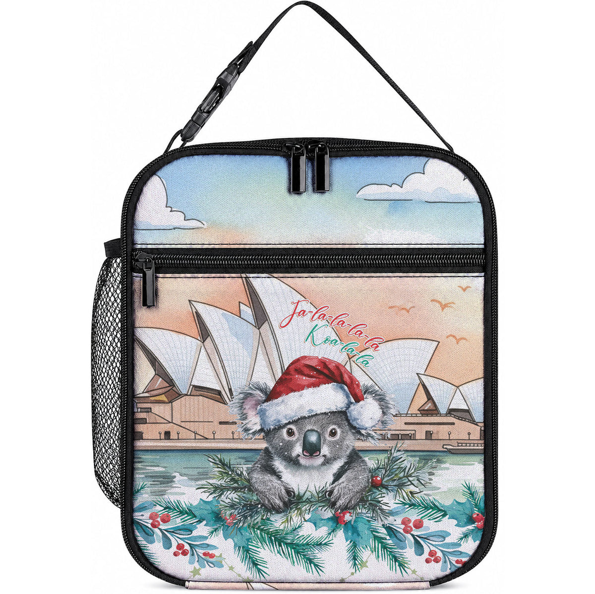 Australia Christmas Lunch Bag Koala Santa Sydney Opera House Watercolor
