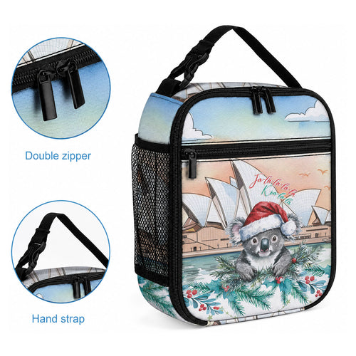 Australia Christmas Lunch Bag Koala Santa Sydney Opera House Watercolor