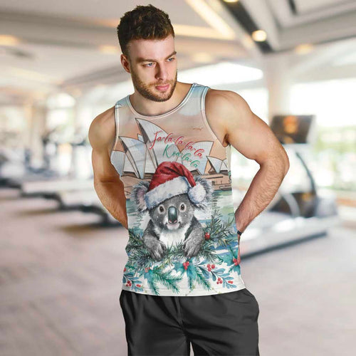Australia Christmas Men Tank Top Koala Santa Sydney Opera House Watercolor - Aussie Hoodie