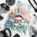 Australia Christmas Men Tank Top Koala Santa Sydney Opera House Watercolor - Aussie Hoodie