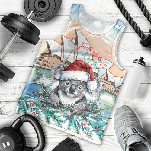 Australia Christmas Men Tank Top Koala Santa Sydney Opera House Watercolor - Aussie Hoodie
