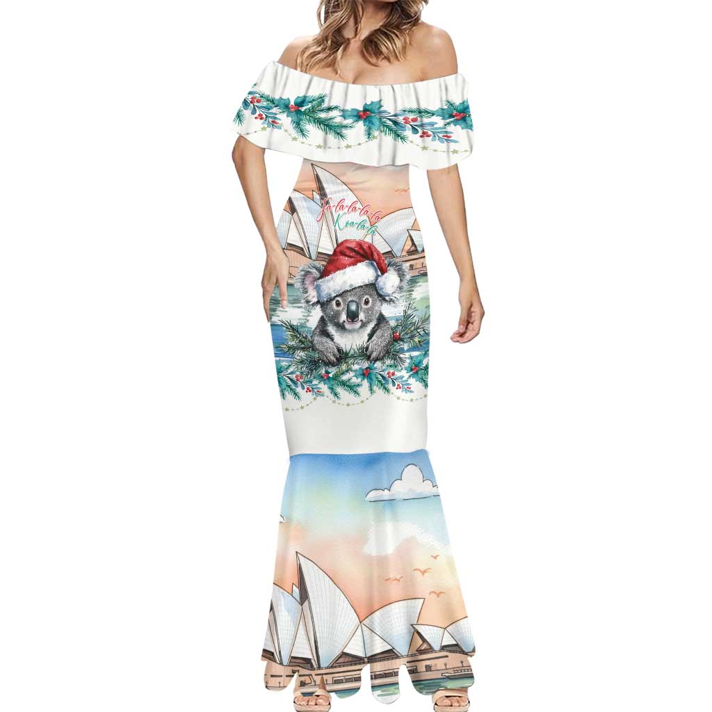 Australia Christmas Mermaid Dress Koala Santa Sydney Opera House Watercolor - Aussie Hoodie