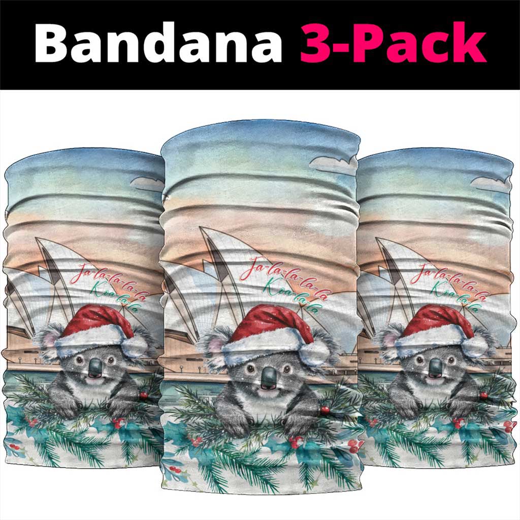 Australia Christmas Neck Gaiter Koala Santa Sydney Opera House Watercolor - Aussie Hoodie