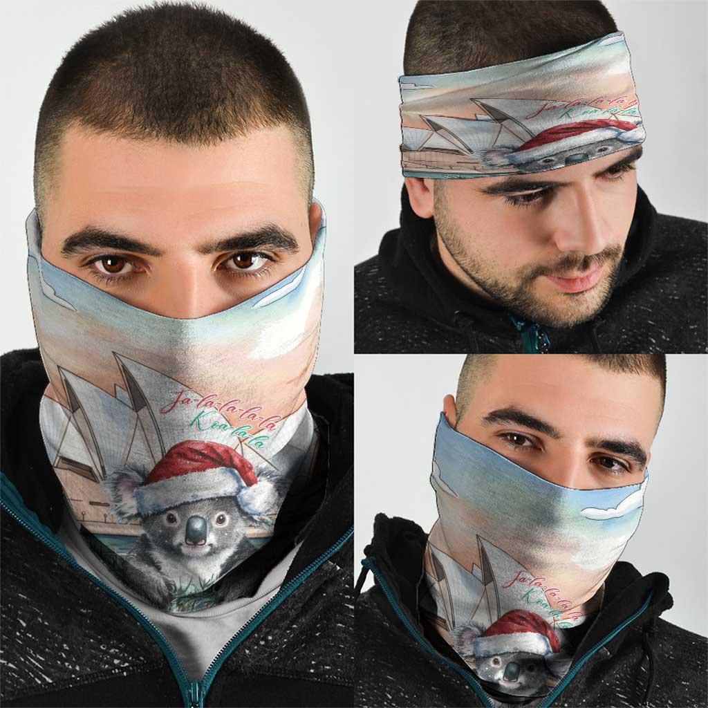 Australia Christmas Neck Gaiter Koala Santa Sydney Opera House Watercolor - Aussie Hoodie