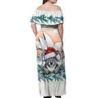 Australia Christmas Off Shoulder Maxi Dress Koala Santa Sydney Opera House Watercolor - Aussie Hoodie