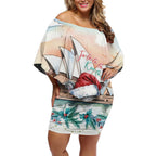 Australia Christmas Off Shoulder Short Dress Koala Santa Sydney Opera House Watercolor - Aussie Hoodie
