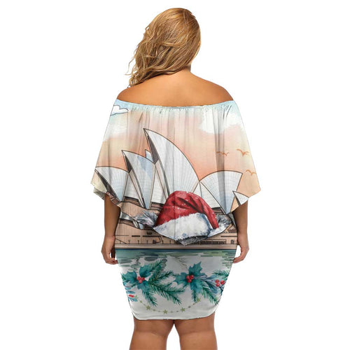 Australia Christmas Off Shoulder Short Dress Koala Santa Sydney Opera House Watercolor - Aussie Hoodie