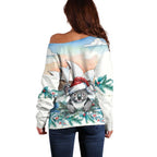 Australia Christmas Off Shoulder Sweater Koala Santa Sydney Opera House Watercolor - Aussie Hoodie