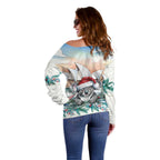Australia Christmas Off Shoulder Sweater Koala Santa Sydney Opera House Watercolor - Aussie Hoodie