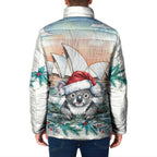 Australia Christmas Padded Jacket Koala Santa Sydney Opera House Watercolor - Aussie Hoodie