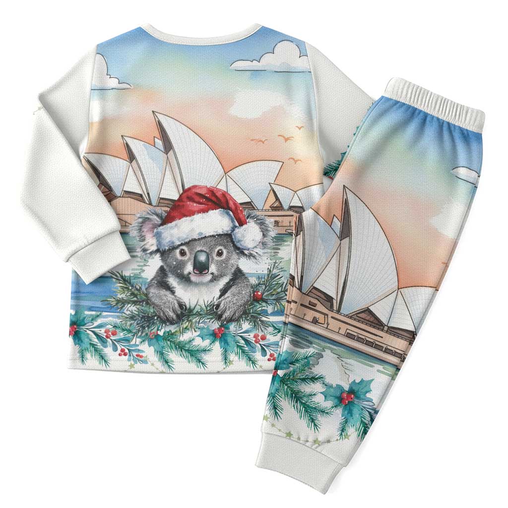 Australia Christmas Pajama Set Koala Santa Sydney Opera House Watercolor - Aussie Hoodie