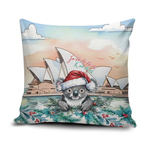 Australia Christmas Pillow Cover Koala Santa Sydney Opera House Watercolor - Aussie Hoodie