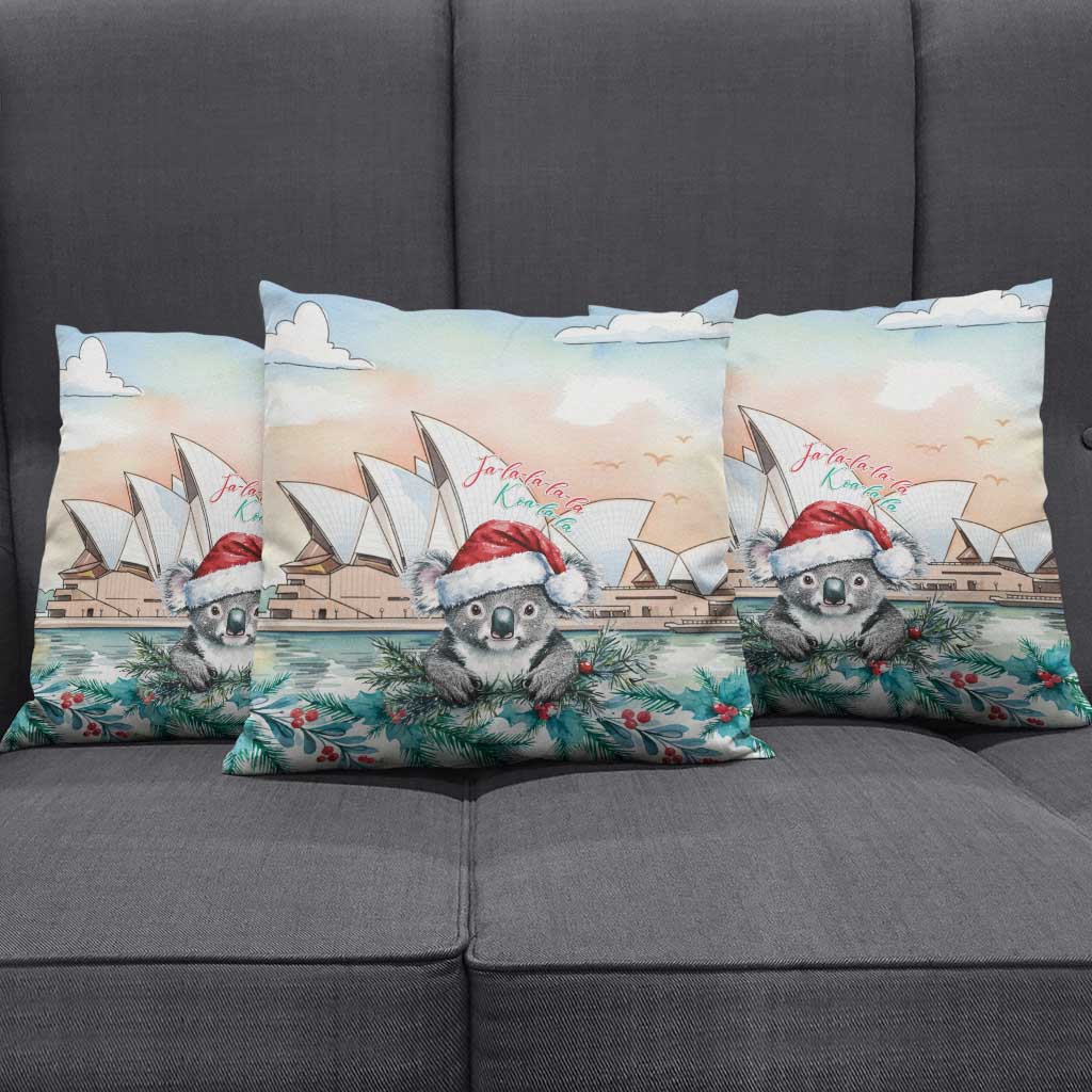 Australia Christmas Pillow Cover Koala Santa Sydney Opera House Watercolor - Aussie Hoodie