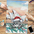 Australia Christmas Puzzle Koala Santa Sydney Opera House Watercolor - Aussie Hoodie