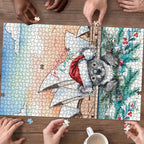 Australia Christmas Puzzle Koala Santa Sydney Opera House Watercolor - Aussie Hoodie