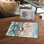 Australia Christmas Puzzle Koala Santa Sydney Opera House Watercolor - Aussie Hoodie