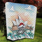 Australia Christmas Quilt Koala Santa Sydney Opera House Watercolor - Aussie Hoodie