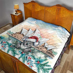Australia Christmas Quilt Koala Santa Sydney Opera House Watercolor - Aussie Hoodie