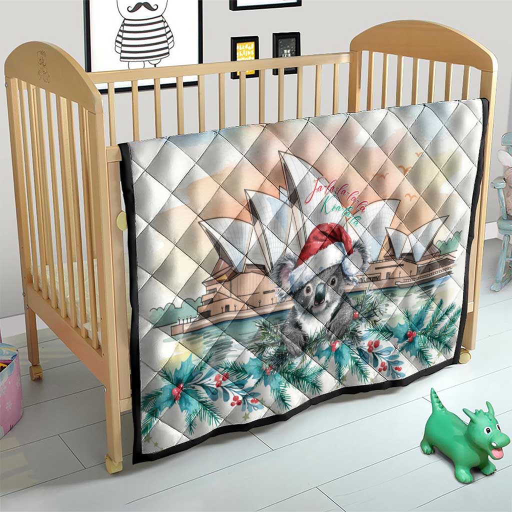 Australia Christmas Quilt Koala Santa Sydney Opera House Watercolor - Aussie Hoodie