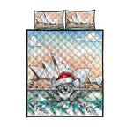 Australia Christmas Quilt Bed Set Koala Santa Sydney Opera House Watercolor - Aussie Hoodie