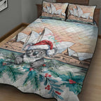 Australia Christmas Quilt Bed Set Koala Santa Sydney Opera House Watercolor - Aussie Hoodie