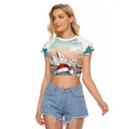 Australia Christmas Raglan Cropped T Shirt Koala Santa Sydney Opera House Watercolor - Aussie Hoodie