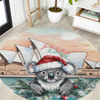 Australia Christmas Round Carpet Koala Santa Sydney Opera House Watercolor - Aussie Hoodie