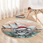 Australia Christmas Round Carpet Koala Santa Sydney Opera House Watercolor - Aussie Hoodie