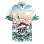 Australia Christmas Rugby Jersey Koala Santa Sydney Opera House Watercolor - Aussie Hoodie