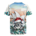Australia Christmas Rugby Jersey Koala Santa Sydney Opera House Watercolor - Aussie Hoodie
