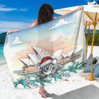 Australia Christmas Sarong Koala Santa Sydney Opera House Watercolor - Aussie Hoodie