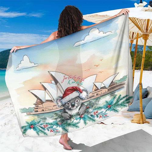 Australia Christmas Sarong Koala Santa Sydney Opera House Watercolor - Aussie Hoodie