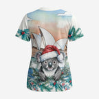 Australia Christmas Scrub Top Koala Santa Sydney Opera House Watercolor - Aussie Hoodie