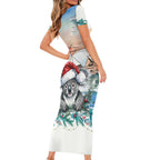 Australia Christmas Short Sleeve Bodycon Dress Koala Santa Sydney Opera House Watercolor - Aussie Hoodie