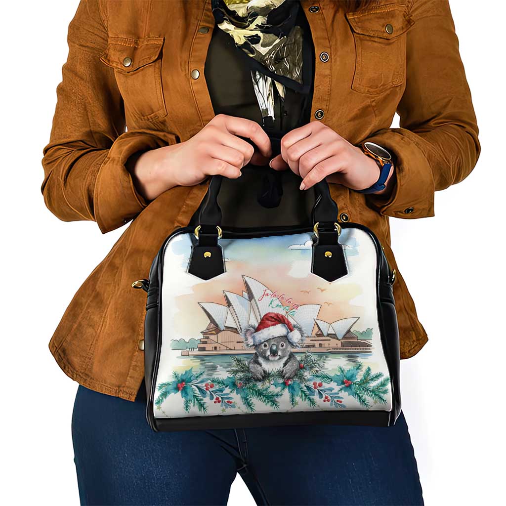 Australia Christmas Shoulder Handbag Koala Santa Sydney Opera House Watercolor - Aussie Hoodie