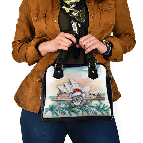 Australia Christmas Shoulder Handbag Koala Santa Sydney Opera House Watercolor - Aussie Hoodie