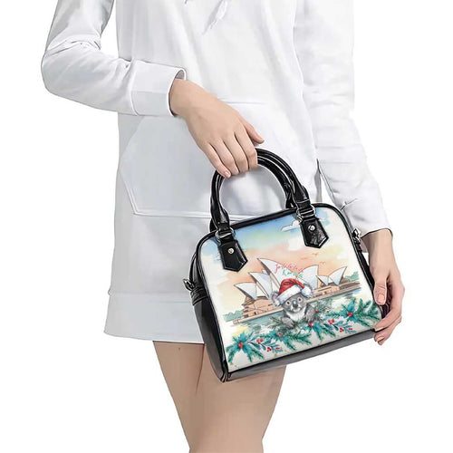 Australia Christmas Shoulder Handbag Koala Santa Sydney Opera House Watercolor - Aussie Hoodie