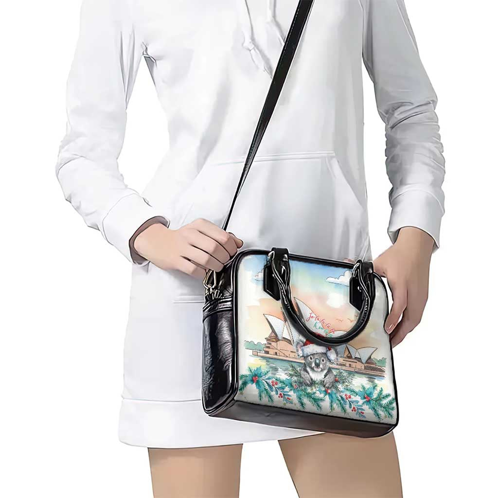 Australia Christmas Shoulder Handbag Koala Santa Sydney Opera House Watercolor - Aussie Hoodie