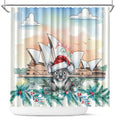 Australia Christmas Shower Curtain Koala Santa Sydney Opera House Watercolor - Aussie Hoodie