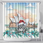 Australia Christmas Shower Curtain Koala Santa Sydney Opera House Watercolor - Aussie Hoodie