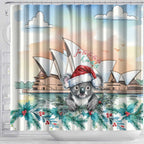 Australia Christmas Shower Curtain Koala Santa Sydney Opera House Watercolor - Aussie Hoodie