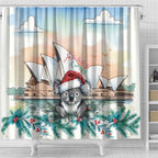 Australia Christmas Shower Curtain Koala Santa Sydney Opera House Watercolor - Aussie Hoodie