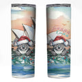 Australia Christmas Skinny Tumbler Koala Santa Sydney Opera House Watercolor - Aussie Hoodie