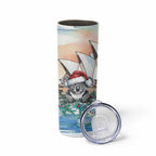 Australia Christmas Skinny Tumbler Koala Santa Sydney Opera House Watercolor - Aussie Hoodie