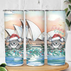 Australia Christmas Skinny Tumbler Koala Santa Sydney Opera House Watercolor - Aussie Hoodie