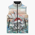 Australia Christmas Sleeveless Puffer Jacket Koala Santa Sydney Opera House Watercolor - Aussie Hoodie