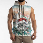 Australia Christmas Sleeveless Zip Hoodie Koala Santa Sydney Opera House Watercolor LT14